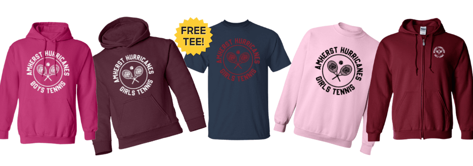 Image of sweatshirts and tees y ou can buy at the store.